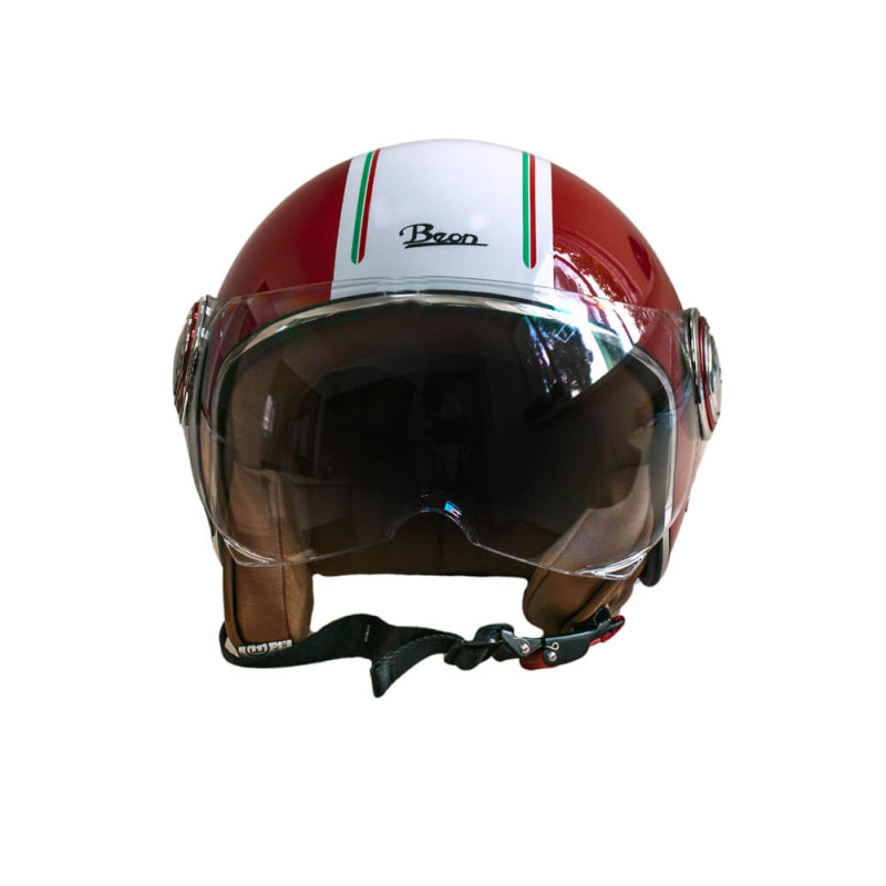 Мотошолом відкритий Beon B-110B Ferrari SHINY RED/WHITE (глянець червоний/білий), розмір XL