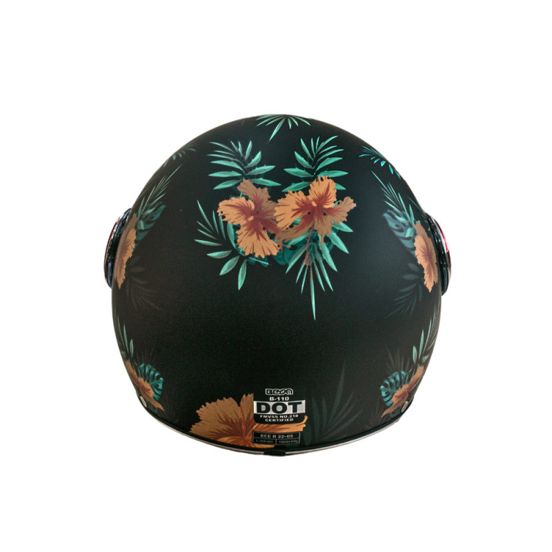 Мотошолом відкритий Beon B-110B FLOWER MATT BLACK/FLOWER (матовий чорний/квіти), розмір L