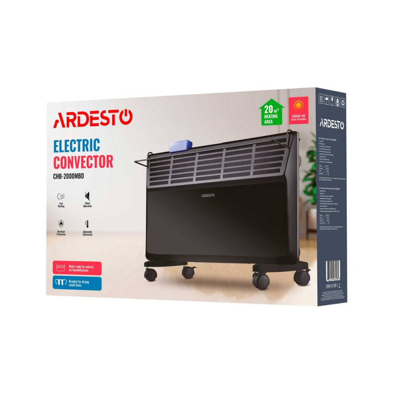 Електричний конвектор Ardesto CHB-2000MBD 2000 Вт, 20 м2, відкритий нагрів.елемент, IP20, мех.управління