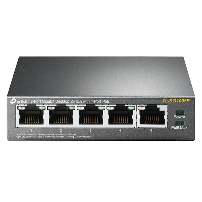 Купити PoE-комутатор TP-Link TL-SG1005P 5-портовий з 4 PoE+ портами некерований. Системи безпеки для дому та офісу. Магазин RG-Group. Системи відеонагляду та охоронні сигналізації. Продаж та послуги встановлення