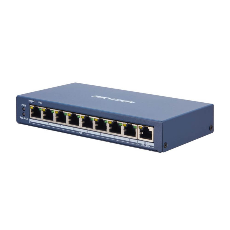 Купити Керований 9-портовий PoE комутатор Hikvision DS-3E1309P-EI з 8 портами PoE. Системи безпеки для дому та офісу. Магазин RG-Group. Системи відеонагляду та охоронні сигналізації. Продаж та послуги встановлення