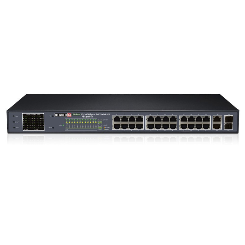 Купити Некерований PoE-комутатор Provision-ISR PoES-24370CL+2G+2SFP з 24 портами PoE. Системи безпеки для дому та офісу. Магазин RG-Group. Системи відеонагляду та охоронні сигналізації. Продаж та послуги встановлення