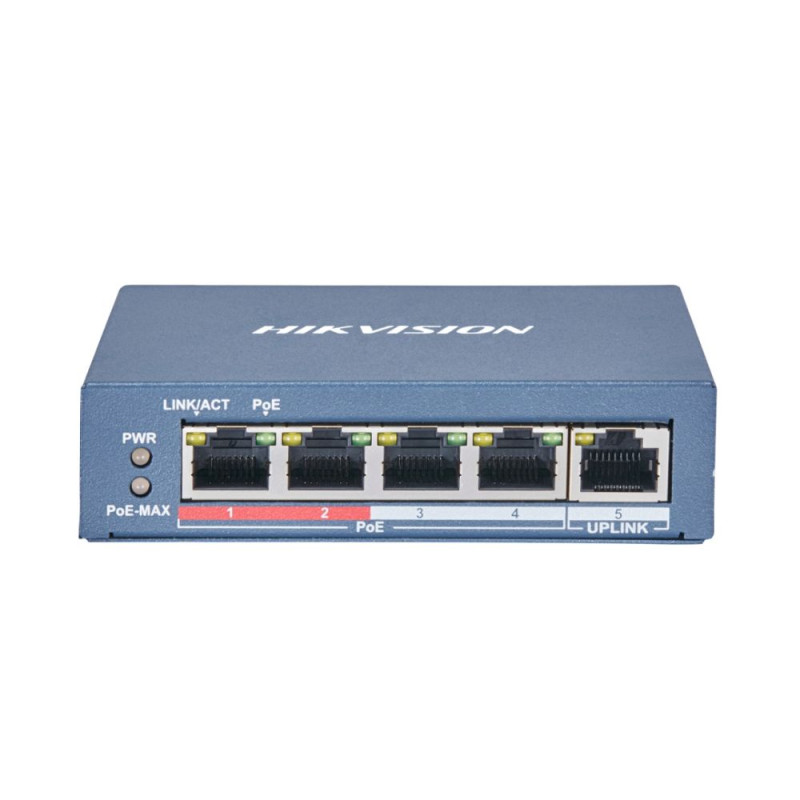 Купити Некерований PoE комутатор Hikvision DS-3E0105P-E/M(B) з 4 портами PoE. Системи безпеки для дому та офісу. Магазин RG-Group. Системи відеонагляду та охоронні сигналізації. Продаж та послуги встановлення