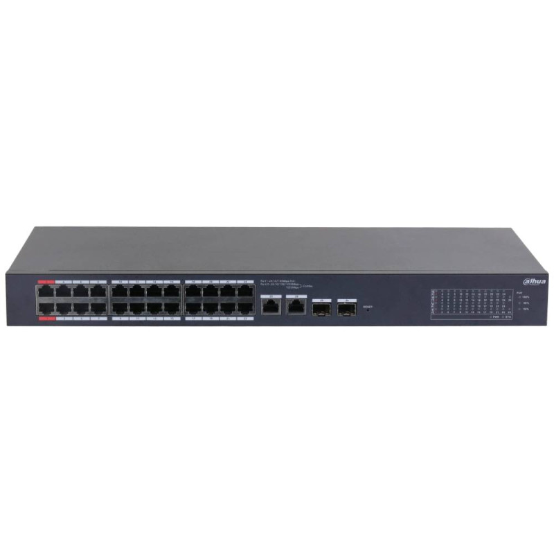 Купити Керований 26-портовый PoE комутатор Dahua DH-CS4226-24ET-375 з 24 портами PoE. Системи безпеки для дому та офісу. Магазин RG-Group. Системи відеонагляду та охоронні сигналізації. Продаж та послуги встановлення