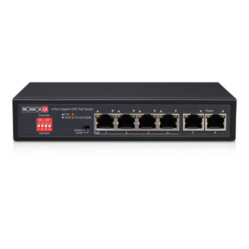 Купити Некерований PoE-комутатор Provision-ISR PoES-0472GC+2G гігабітний з 4 портами PoE. Системи безпеки для дому та офісу. Магазин RG-Group. Системи відеонагляду та охоронні сигналізації. Продаж та послуги встановлення