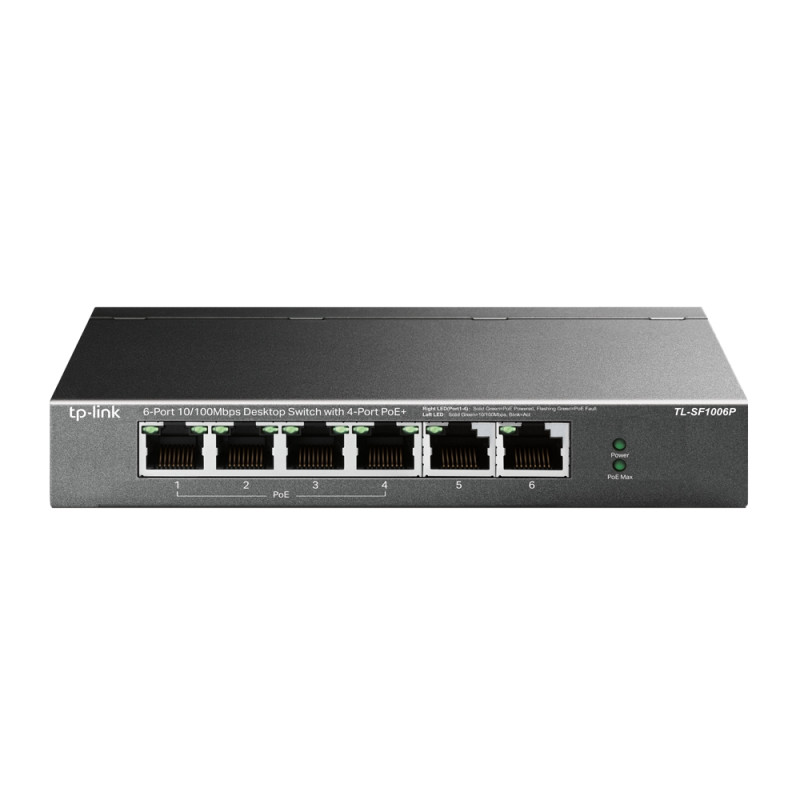 Купити PoE-комутатор TP-Link TL-SF1006P 6-портовий з 4 PoE+ портами некерований. Системи безпеки для дому та офісу. Магазин RG-Group. Системи відеонагляду та охоронні сигналізації. Продаж та послуги встановлення