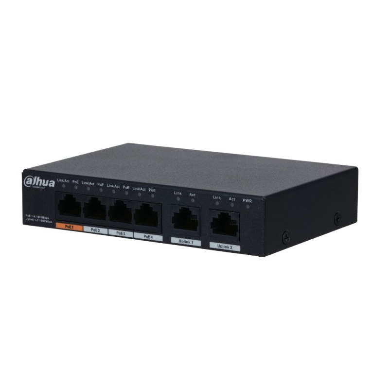 Купити Некерований гігабітний PoE-комутатор Dahua PFS3006-4GT-60 з 4 портами PoE. Системи безпеки для дому та офісу. Магазин RG-Group. Системи відеонагляду та охоронні сигналізації. Продаж та послуги встановлення
