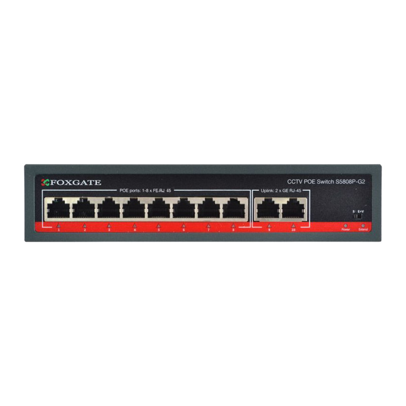 PoE-комутатор FoxGate S5808P-G2 CCTV гігабітний 8-портовий некерований