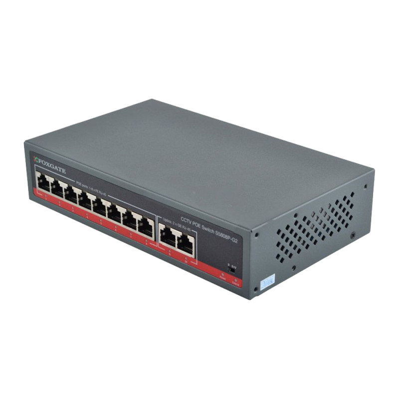 Купити PoE-комутатор FoxGate S5808P-G2 CCTV гігабітний 8-портовий некерований. Системи безпеки для дому та офісу. Магазин RG-Group. Системи відеонагляду та охоронні сигналізації. Продаж та послуги встановлення