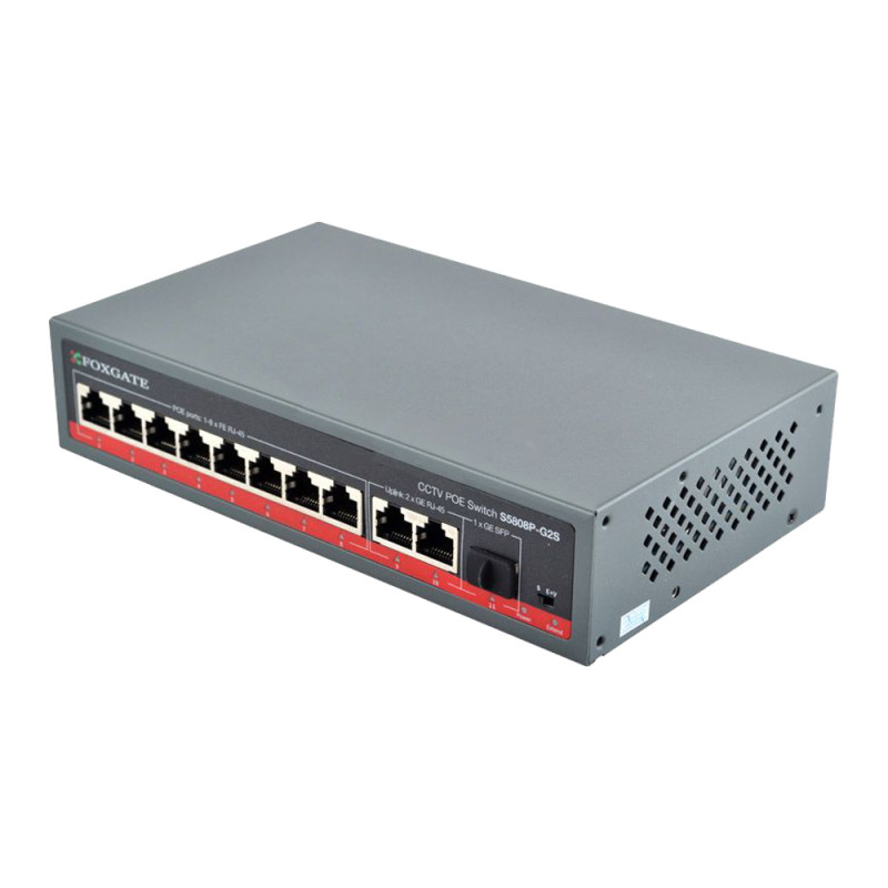Купити PoE-комутатор FoxGate S5808P-G2S CCTV 8-портовий некерований. Системи безпеки для дому та офісу. Магазин RG-Group. Системи відеонагляду та охоронні сигналізації. Продаж та послуги встановлення