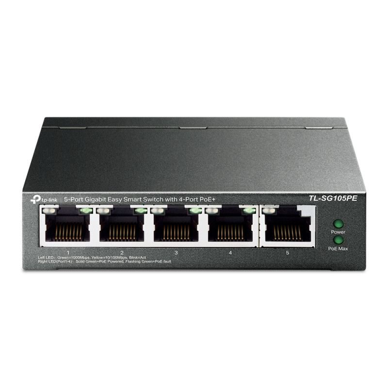 Купити PoE-комутатор TP-Link EasySmart TL-SG105PE гігабітний 5-портовий з 4 PoE+ портами керований. Системи безпеки для дому та офісу. Магазин RG-Group. Системи відеонагляду та охоронні сигналізації. Продаж та послуги встановлення