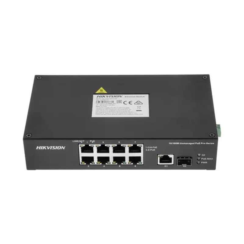 Купити PoE-комутатор Hikvision DS-3T0310HP-E/HS 8-портовий некерований. Системи безпеки для дому та офісу. Магазин RG-Group. Системи відеонагляду та охоронні сигналізації. Продаж та послуги встановлення