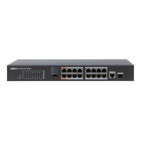 Купити Некерований 16-портовий PoE-комутатор Dahua DH-PFS3117-16ET-135. Системи безпеки для дому та офісу. Магазин RG-Group. Системи відеонагляду та охоронні сигналізації. Продаж та послуги встановлення