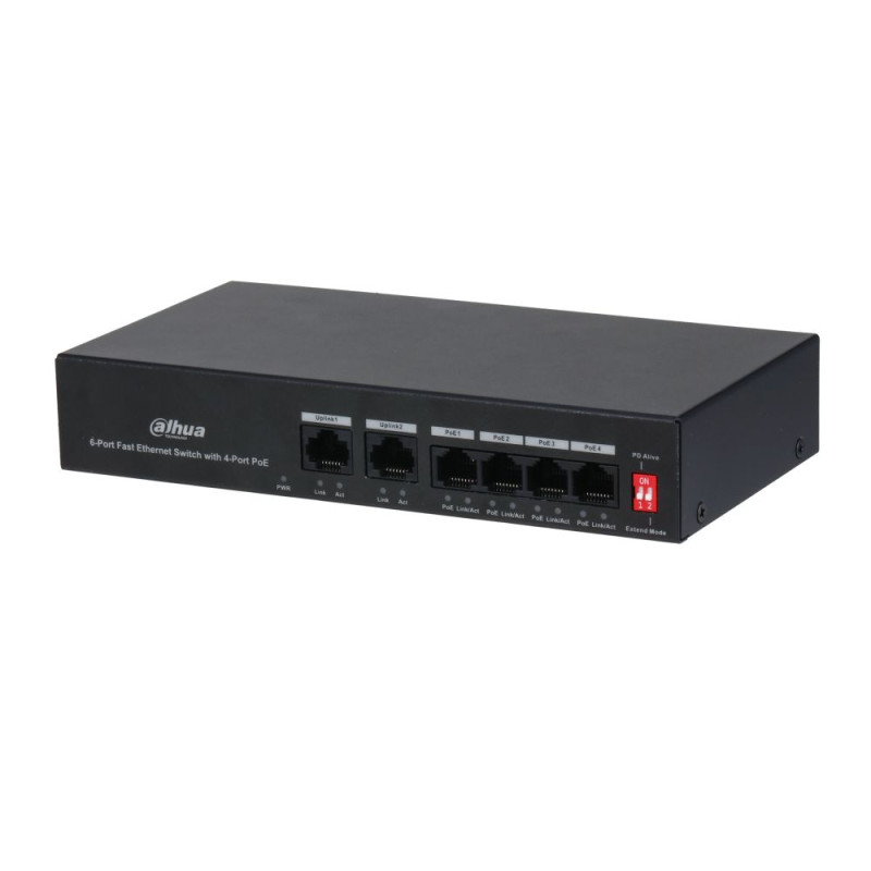 Купити Некерований PoE-коммутатор Dahua PFS3006-4ET-36 з 4 портами PoE. Системи безпеки для дому та офісу. Магазин RG-Group. Системи відеонагляду та охоронні сигналізації. Продаж та послуги встановлення