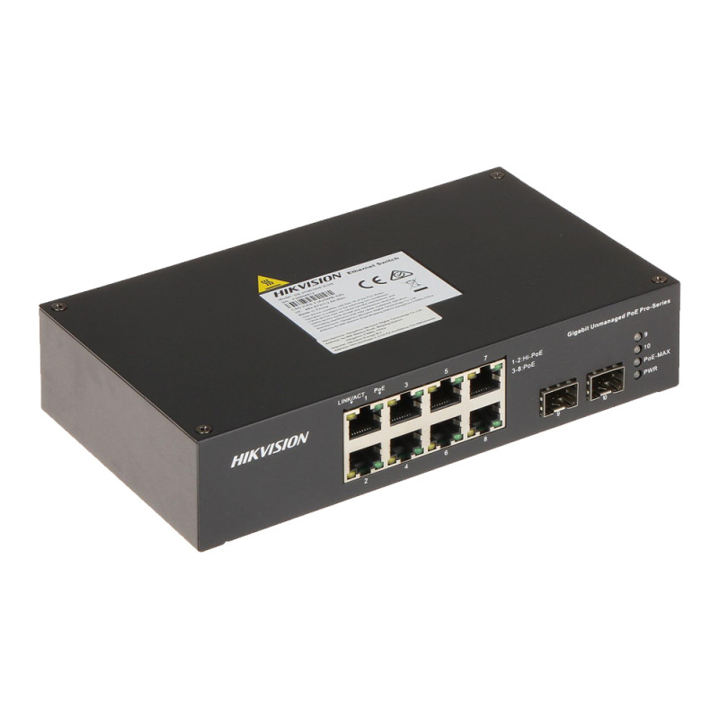Купити PoE-комутатор Hikvision DS-3T0510HP-E/HS 8-портовий некерований. Системи безпеки для дому та офісу. Магазин RG-Group. Системи відеонагляду та охоронні сигналізації. Продаж та послуги встановлення