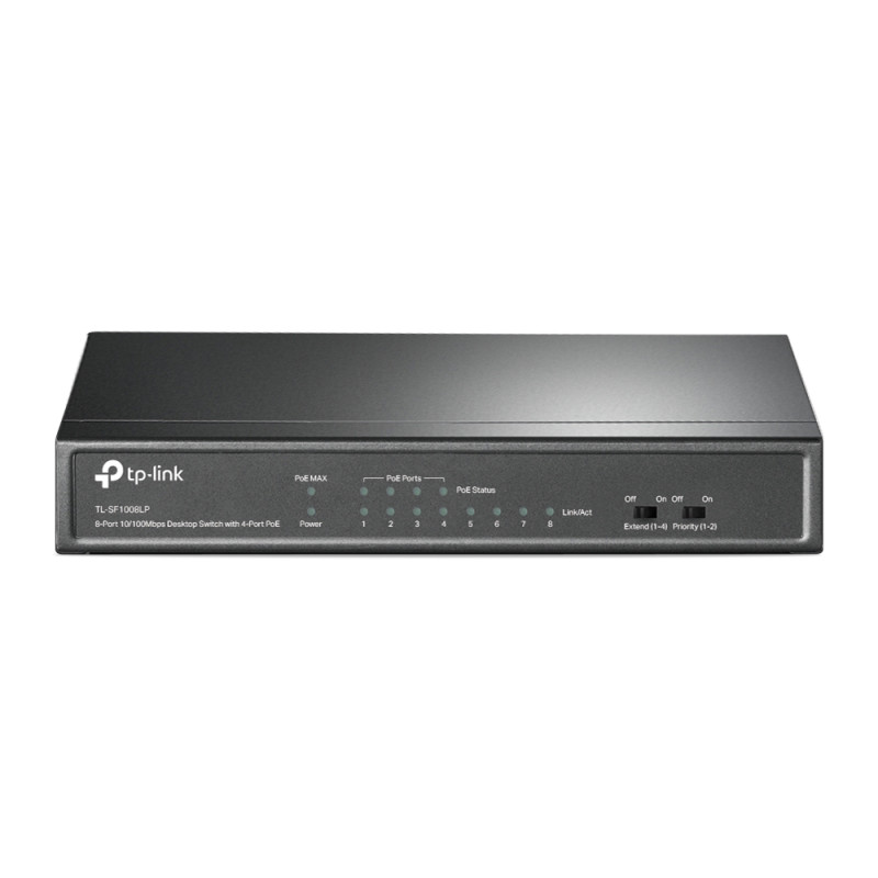 Купити PoE-комутатор TP-Link TL-SF1008LP 8-портовий з 4 PoE-портами некерований. Системи безпеки для дому та офісу. Магазин RG-Group. Системи відеонагляду та охоронні сигналізації. Продаж та послуги встановлення