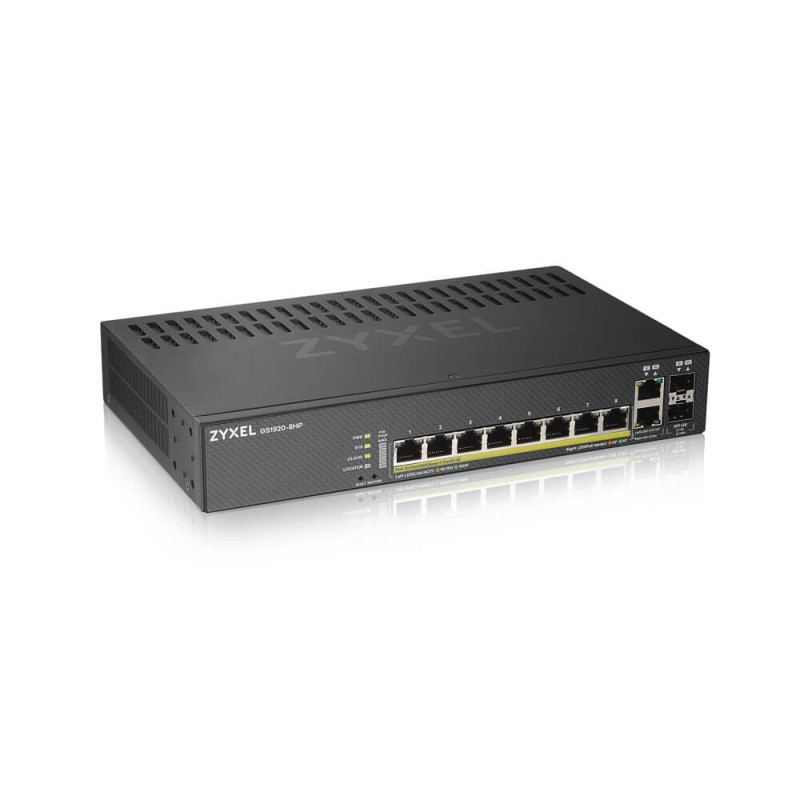 Купити Смарт-керований комутатор на 8 портів з PoE Zyxel GS1920-8HPV2 (GS1920-8HPV2-EU0101F). Системи безпеки для дому та офісу. Магазин RG-Group. Системи відеонагляду та охоронні сигналізації. Продаж та послуги встановлення