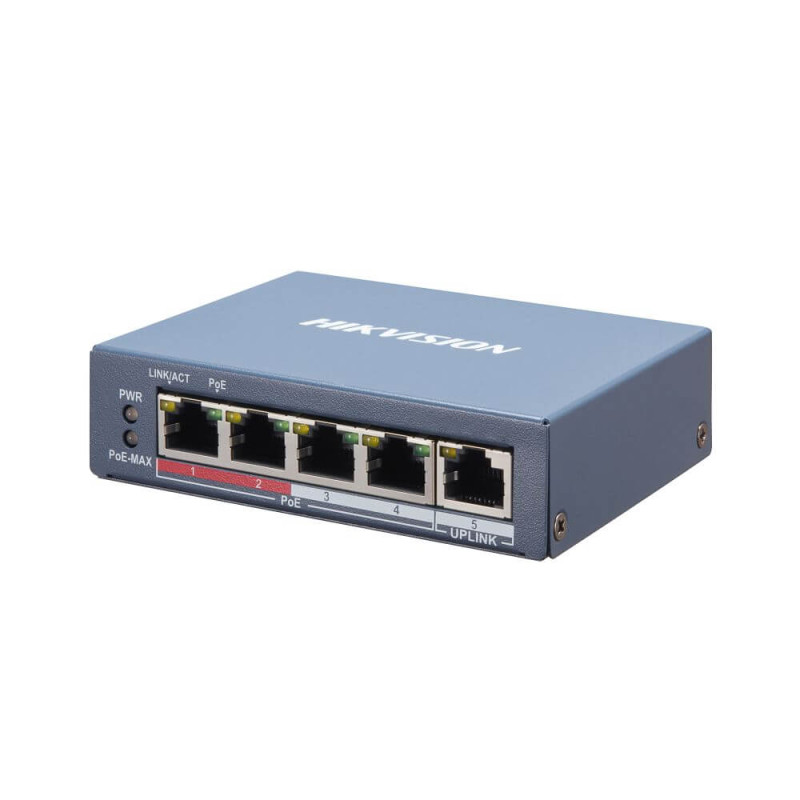 Купити Керований 5-портовий PoE-комутатор Hikvision DS-3E1105P-EI з 4 портами PoE. Системи безпеки для дому та офісу. Магазин RG-Group. Системи відеонагляду та охоронні сигналізації. Продаж та послуги встановлення