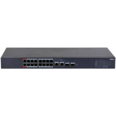 Купити Керований 18-портовый PoE комутатор Dahua DH-CS4218-16ET-190 з 16 портами PoE. Системи безпеки для дому та офісу. Магазин RG-Group. Системи відеонагляду та охоронні сигналізації. Продаж та послуги встановлення