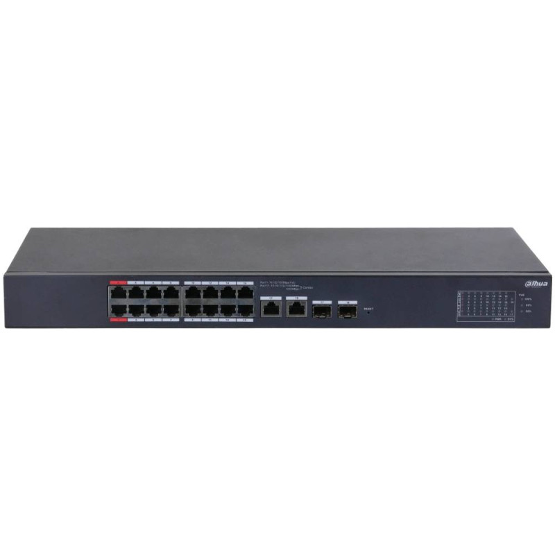 Купити Керований 18-портовый PoE комутатор Dahua DH-CS4218-16ET-190 з 16 портами PoE. Системи безпеки для дому та офісу. Магазин RG-Group. Системи відеонагляду та охоронні сигналізації. Продаж та послуги встановлення