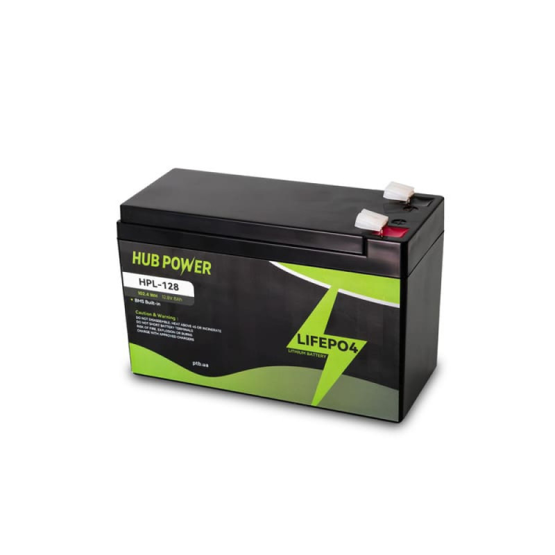 Купити Акумулятор LiFePO4 літій залізо фосфатний 12.8В 8А·год Hub Power HPL-128. Системи безпеки для дому та офісу. Магазин RG-Group. Системи відеонагляду та охоронні сигналізації. Продаж та послуги встановлення