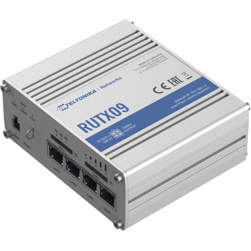 Купити Маршрутизатор Teltonika RUTX09 1xGE WAN, 3xGE LAN, 2xSIM, 4G/LTE.Cat6 (RUTX09000000). Системи безпеки для дому та офісу. Магазин RG-Group. Системи відеонагляду та охоронні сигналізації. Продаж та послуги встановлення