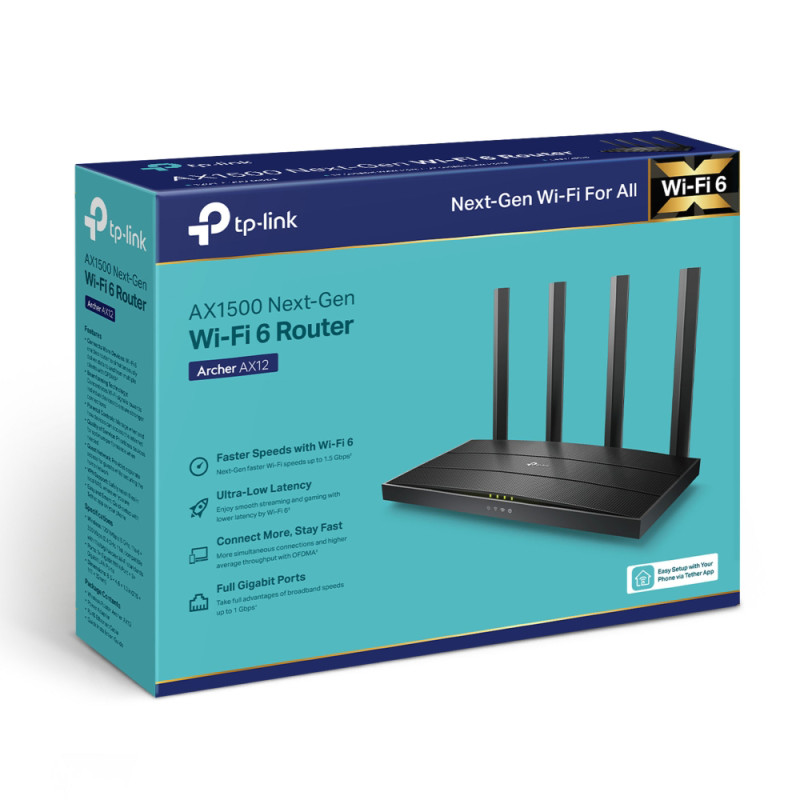 Маршрутизатор TP-Link Archer AX12 дводіапазонний гігабітний з Wi-Fi 6