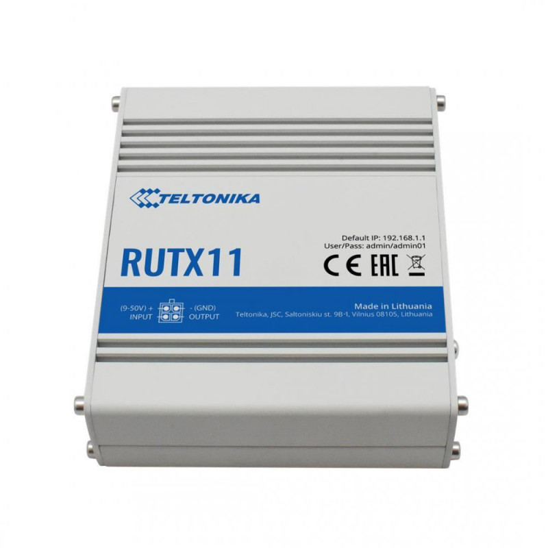 Бездротовий маршрутизатор Teltonika RUTX11 industrial, AC1200, BLE, 1xGE WAN, 3xGE LAN, 2xSIM