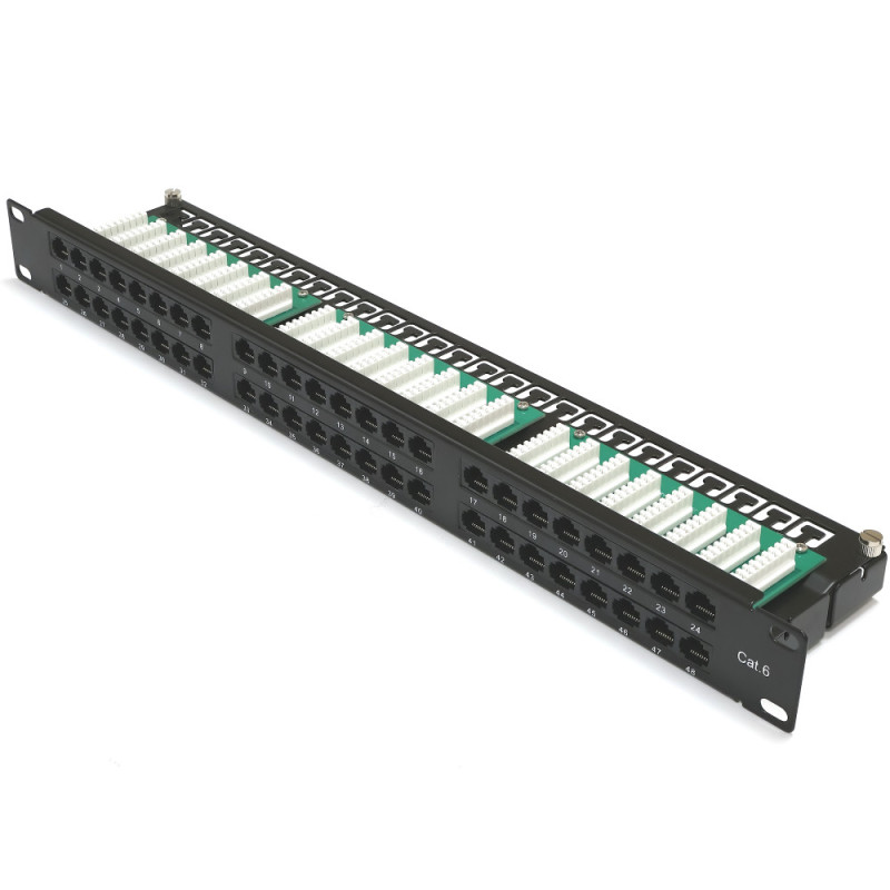 Купити Патч-панель 19" 48xRJ-45 UTP, кат. 6, 1U, dual type, Kingda. Системи безпеки для дому та офісу. Магазин RG-Group. Системи відеонагляду та охоронні сигналізації. Продаж та послуги встановлення
