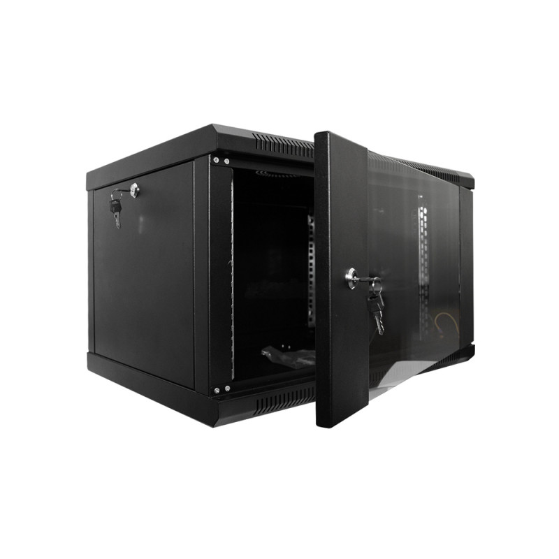 Шафа серверна SteelNet 9U 600 x 350 для мережевого обладнання (скло, чорний)