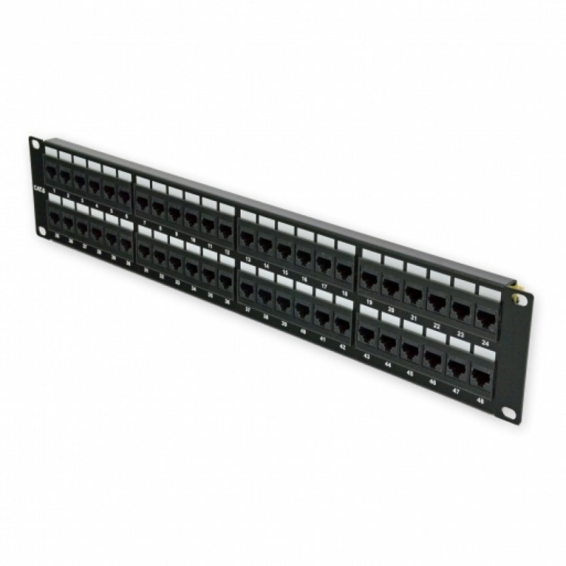 Купити Патч-панель CMS 19" 48xRJ-45 UTP, кат. 6, 2U. Системи безпеки для дому та офісу. Магазин RG-Group. Системи відеонагляду та охоронні сигналізації. Продаж та послуги встановлення