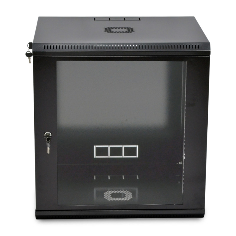 Шафа серверна SteelNet 12U 600 x 600 для мережевого обладнання (скло, чорний)