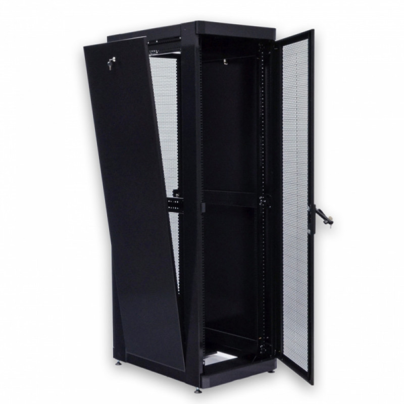 Шафа серверна CMS 42U 610 х 865 UA-MGSE4268MPB посилена з перфорованими дверима для мережевого обладнання