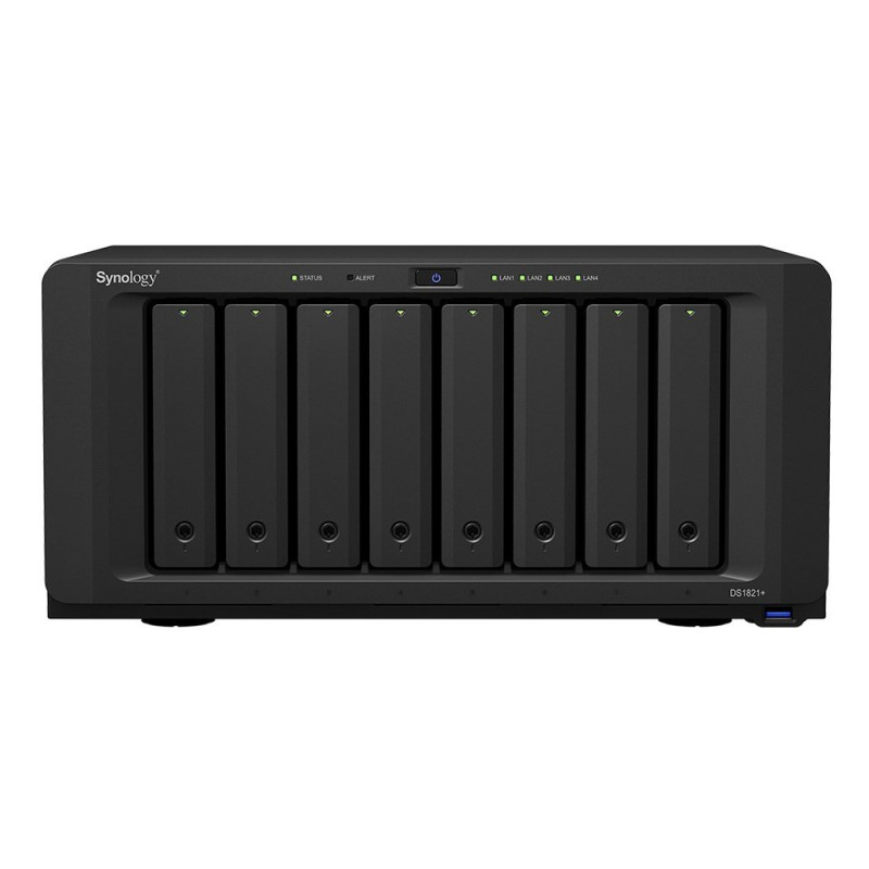 Купити Система зберігання даних SYNOLOGY DS1821+ з 8 відсіками для дисків, 4GB RAM, настільне виконання. Системи безпеки для дому та офісу. Магазин RG-Group. Системи відеонагляду та охоронні сигналізації. Продаж та послуги встановлення