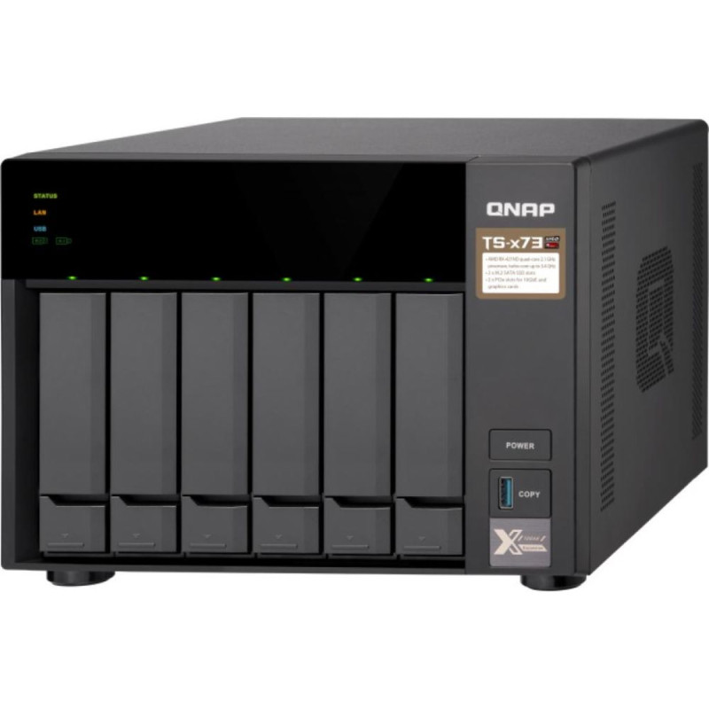 Купити Система зберігання даних QNAP TS-673A-8G з 6 відсіками для дисків, 8GB RAM, настільне виконання. Системи безпеки для дому та офісу. Магазин RG-Group. Системи відеонагляду та охоронні сигналізації. Продаж та послуги встановлення