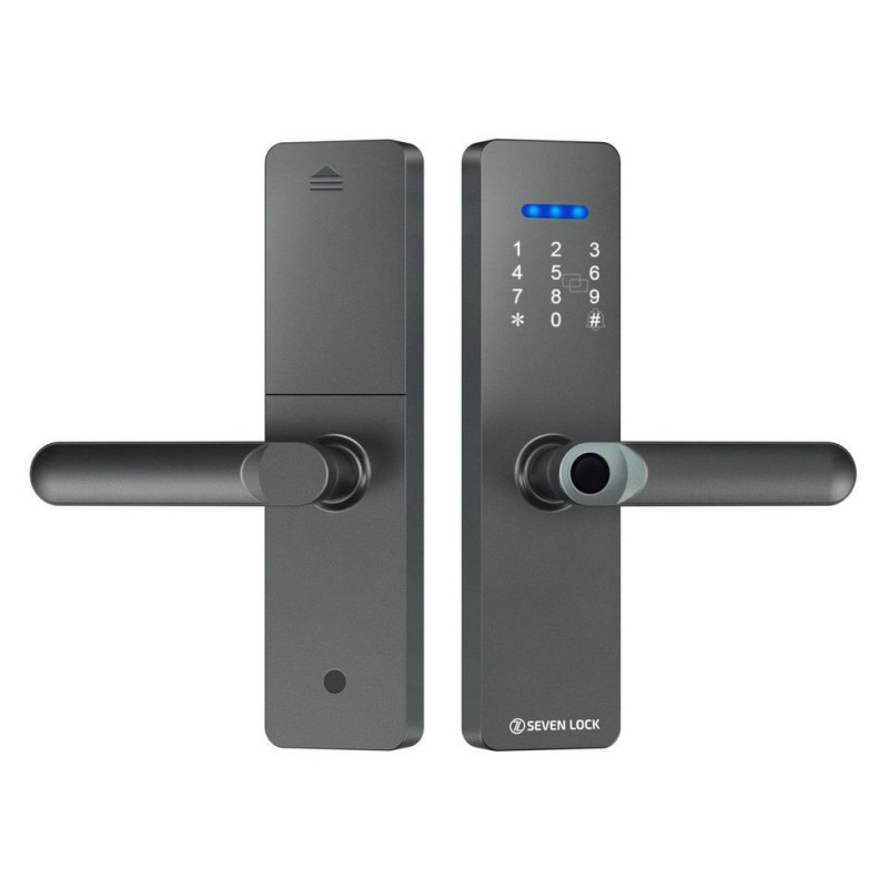 Купити Розумний дверний біометричний замок SEVEN LOCK SL-7740BF grey (врізна частина 5050). Системи безпеки для дому та офісу. Магазин RG-Group. Системи відеонагляду та охоронні сигналізації. Продаж та послуги встановлення