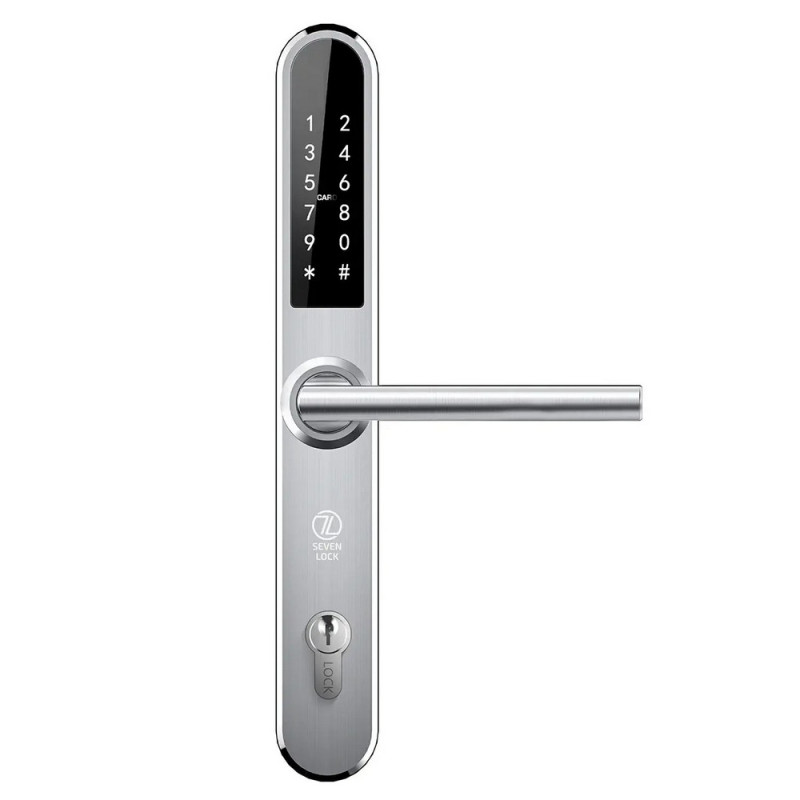 Купити Розумний дверний біометричний замок SEVEN LOCK SL-7761BF silver (без врізної частини). Системи безпеки для дому та офісу. Магазин RG-Group. Системи відеонагляду та охоронні сигналізації. Продаж та послуги встановлення
