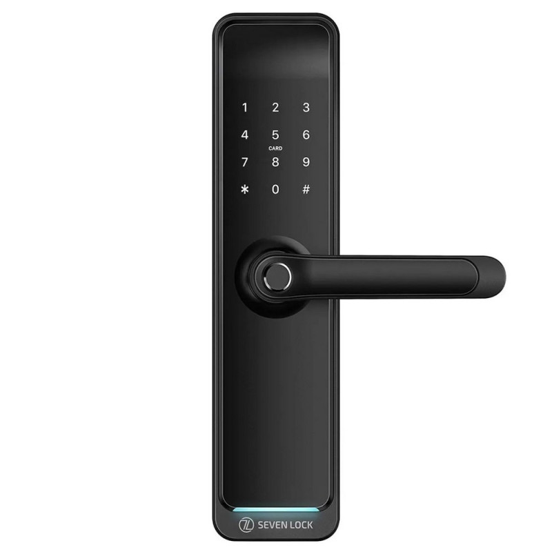 Купити Розумний дверний біометричний замок SEVEN LOCK SL-7767BF black (врізна частина 6068 Auto). Системи безпеки для дому та офісу. Магазин RG-Group. Системи відеонагляду та охоронні сигналізації. Продаж та послуги встановлення