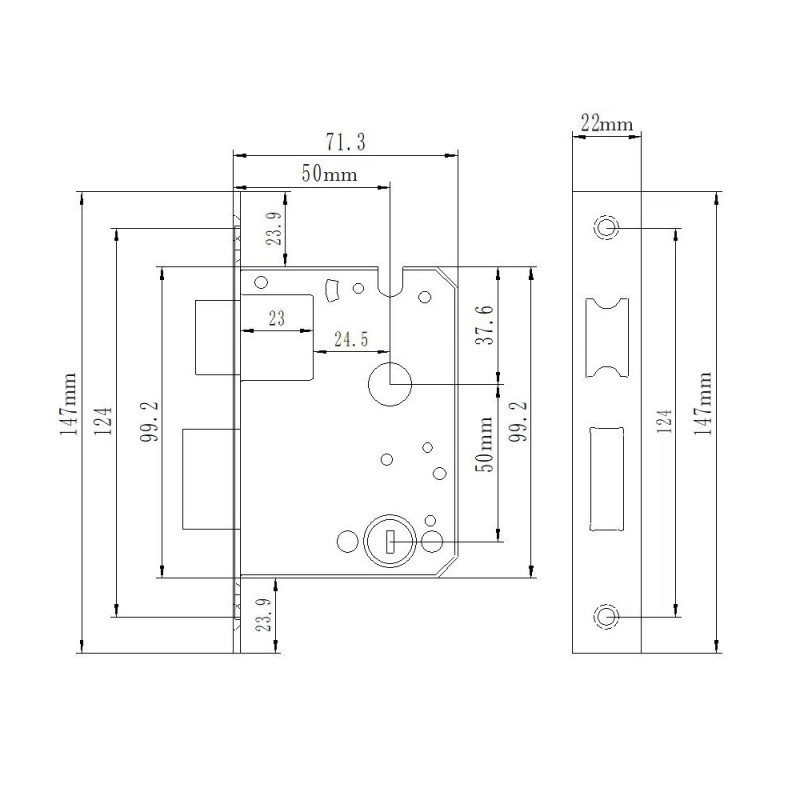 Розумний дверний біометричний замок SEVEN LOCK SL-7740BF black (врізна частина 5050)