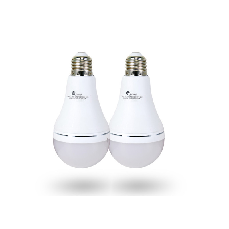 Купити Комплект із двох ламп LED Lightwell BS2C2 9 Вт Е27 з вбудованим акумулятором. Системи безпеки для дому та офісу. Магазин RG-Group. Системи відеонагляду та охоронні сигналізації. Продаж та послуги встановлення
