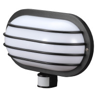 Купити Світильник настінний з датчиком руху e.sensor.lum.69.e27.black (чорний) 180°, IP44. Системи безпеки для дому та офісу. Магазин RG-Group. Системи відеонагляду та охоронні сигналізації. Продаж та послуги встановлення