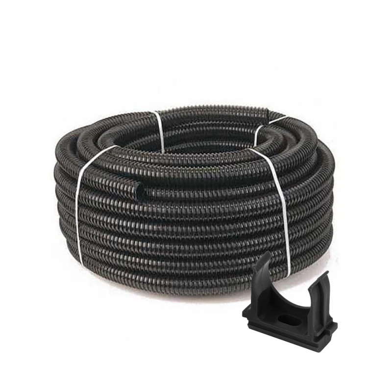 Купити Комплект: гофротруба 220 TM Professional D 32 мм (25 м) чорний + кліпси для гофри 32 мм (50 шт/уп) чорна. Системи безпеки для дому та офісу. Магазин RG-Group. Системи відеонагляду та охоронні сигналізації. Продаж та послуги встановлення
