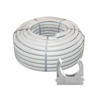 Купити Комплект: гофротруба Light ДКС ПВХ D 25 (50 м) сіра + кліпси для гофри 25 мм (50 шт/уп) сіра. Системи безпеки для дому та офісу. Магазин RG-Group. Системи відеонагляду та охоронні сигналізації. Продаж та послуги встановлення