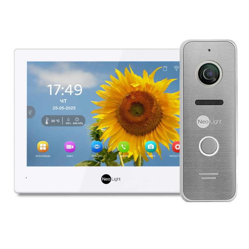 Купити Комплект Neolight ALPHA Hybrid HD KIT SilverP: гібридний відеодомофон 8" з Wi-Fi та 2 Мп відеопанель. Системи безпеки для дому та офісу. Магазин RG-Group. Системи відеонагляду та охоронні сигналізації. Продаж та послуги встановлення