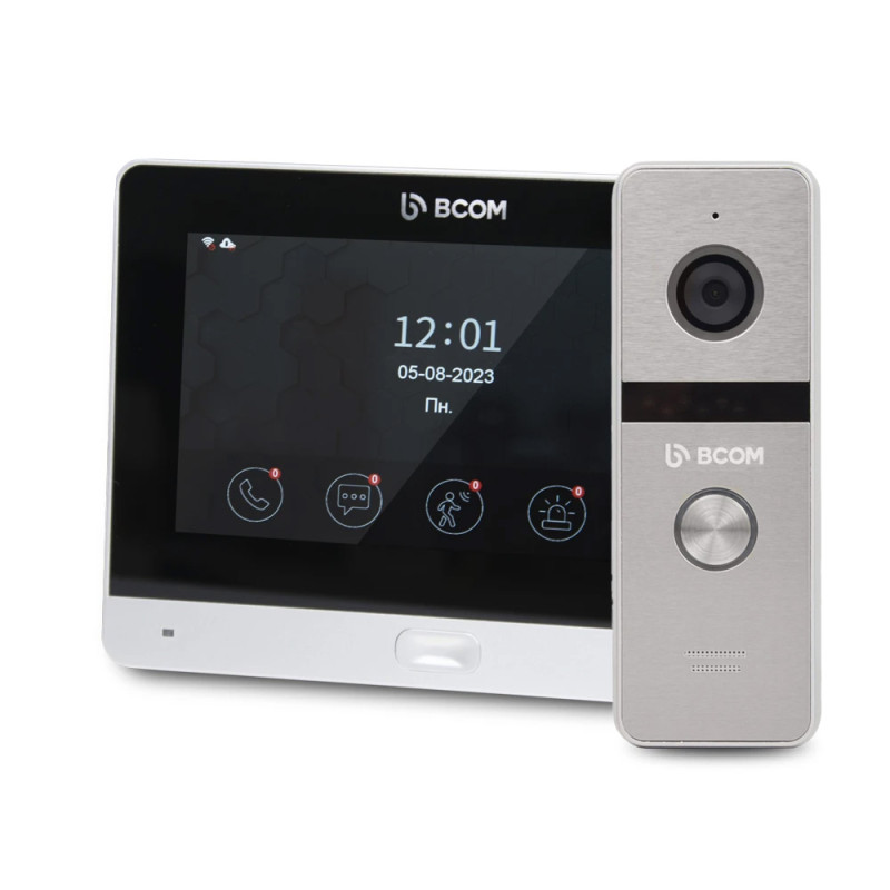 Купити Комплект Wi-Fi відеодомофонa 7" BCOM BD-760FHD/T Silver з підтримкою Tuya Smart + BT-400FHD Silver. Системи безпеки для дому та офісу. Магазин RG-Group. Системи відеонагляду та охоронні сигналізації. Продаж та послуги встановлення