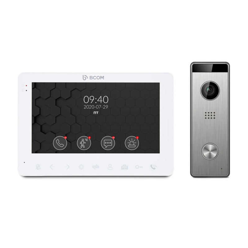 Купити Комплект відеодомофон BCOM BD-780FHD White + відеопанель Tantos Triniti FHD. Системи безпеки для дому та офісу. Магазин RG-Group. Системи відеонагляду та охоронні сигналізації. Продаж та послуги встановлення