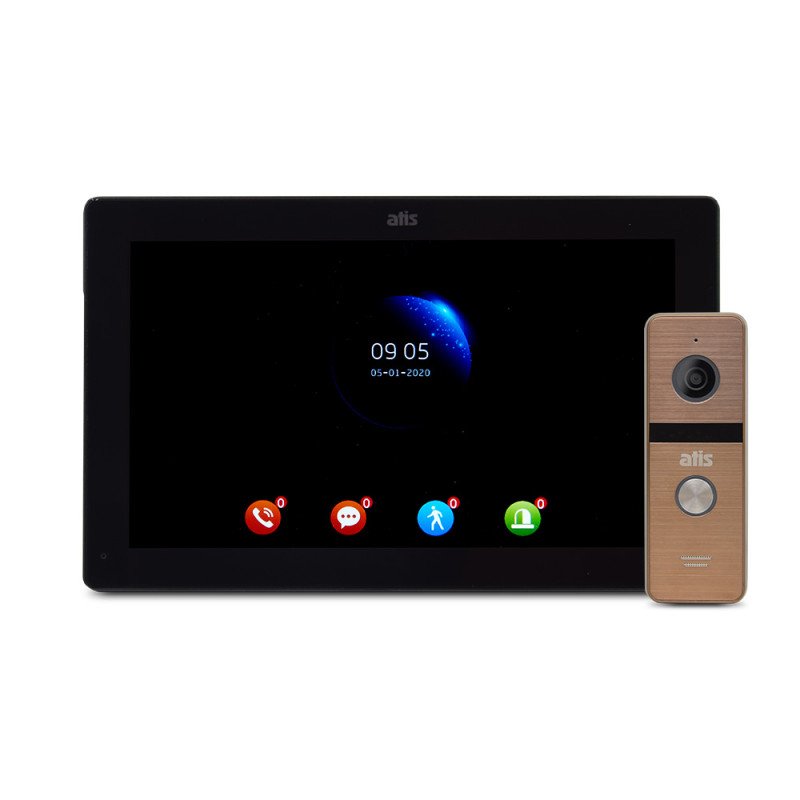 Купити Комплект відеодомофона ATIS AD-1070FHD/T Black з підтримкою Tuya Smart + AT-400HD Gold. Системи безпеки для дому та офісу. Магазин RG-Group. Системи відеонагляду та охоронні сигналізації. Продаж та послуги встановлення