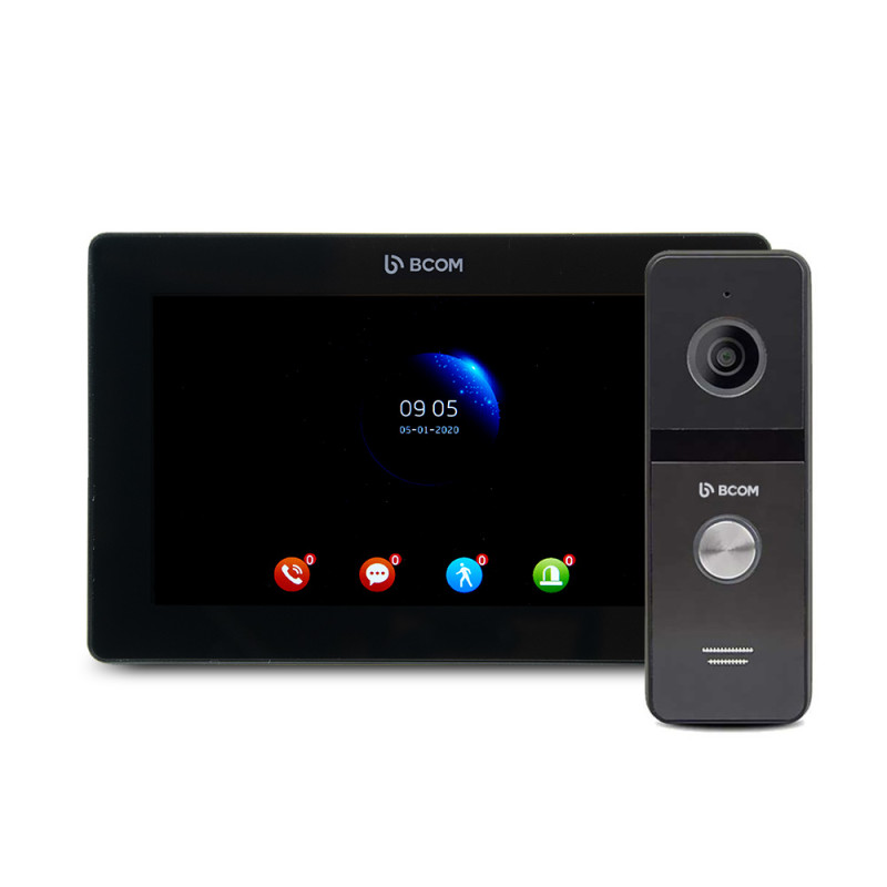Купити Комплект відеодомофона BCOM BD-770FHD Black Kit: відеодомофон 7" і відеопанель. Системи безпеки для дому та офісу. Магазин RG-Group. Системи відеонагляду та охоронні сигналізації. Продаж та послуги встановлення