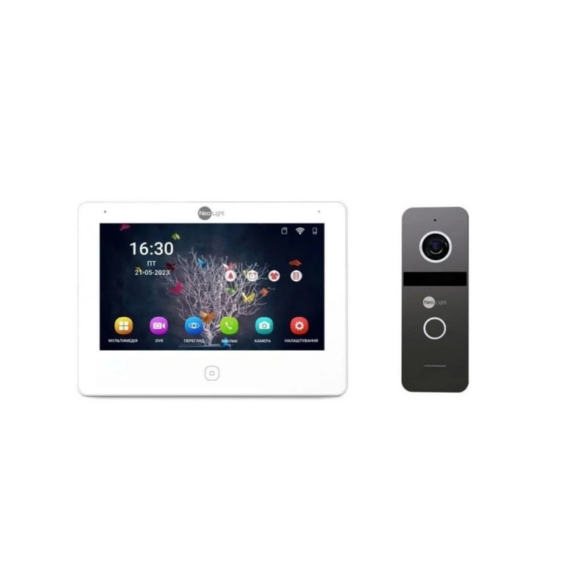 Купити Комплект відеодомофона NeoLight NeoKIT IP Pro WF 7 : IP відеодомофон 7" з Wi-Fi та 2 Мп відеопанель. Системи безпеки для дому та офісу. Магазин RG-Group. Системи відеонагляду та охоронні сигналізації. Продаж та послуги встановлення