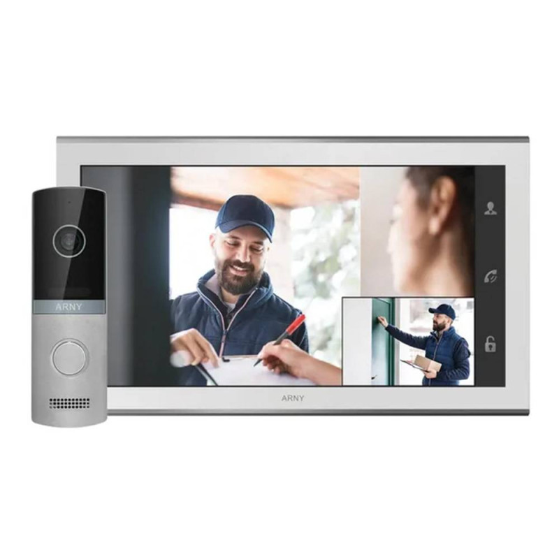Купити Відеодомофон Arny AVD-1321 (AVD-1030 2Мп PiP + AVP-NG230 1Мп) White + Silver. Системи безпеки для дому та офісу. Магазин RG-Group. Системи відеонагляду та охоронні сигналізації. Продаж та послуги встановлення